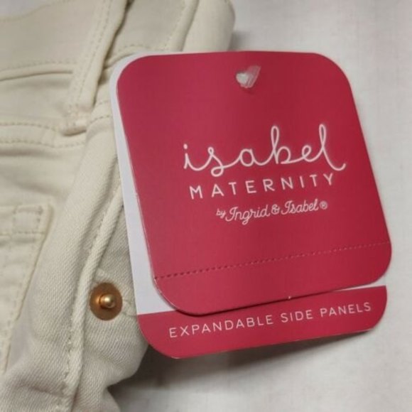 INGRID & ISABEL MATERNITY Size 2 Women's Jean Shorts Side Panel MIDI Beige - Picture 4 of 10